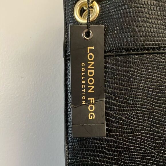 Black Structured Shoulder Bag with Gold Hardware - Picture 2 of 9